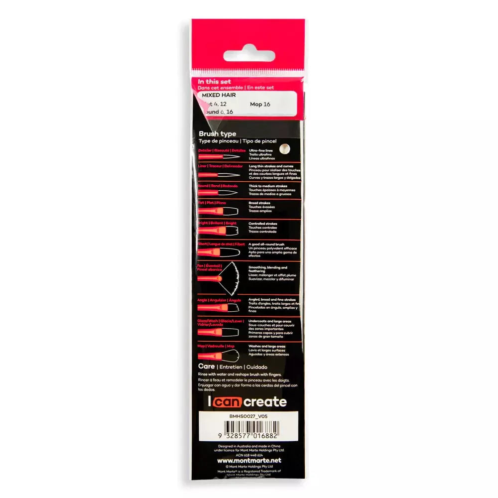 Mont Marte Gallery Series Oil Paint Brush Set Signature 5-Piece