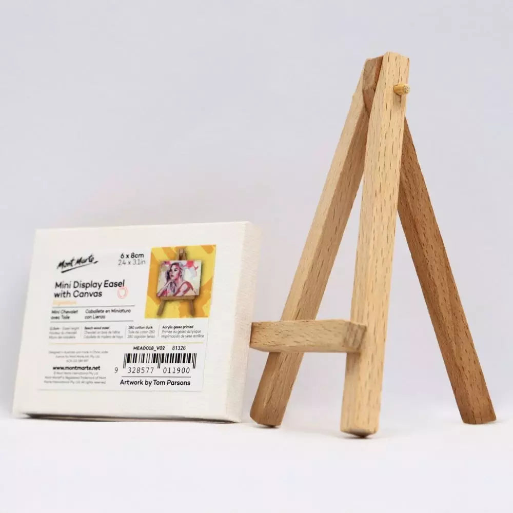 Mont Marte Mini Display Easel and 6x8 cm Pressed Canvas