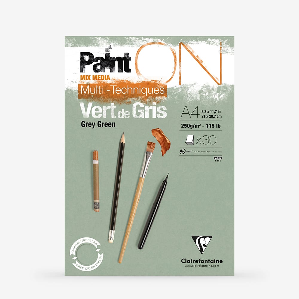 Clairefontaine Paint On Grey Green Teknik Blok A4 250g 30 Yaprak