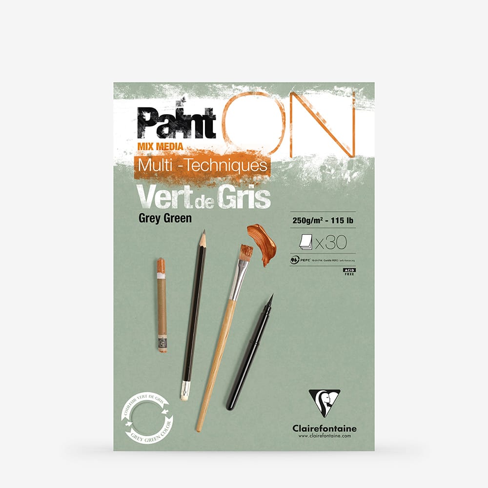 Clairefontaine Paint On Grey Green Teknik Blok A5 250g 30 Yaprak