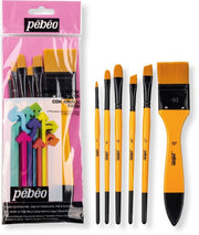 Pebeo 6-Piece Brush Set Flat Cut Mottler