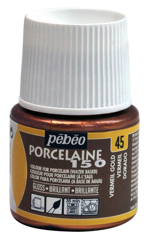 Pebeo Porcelaine 150 Fırınlanabilir Porselen Boyası 45 ml 45 Vermeil Gold