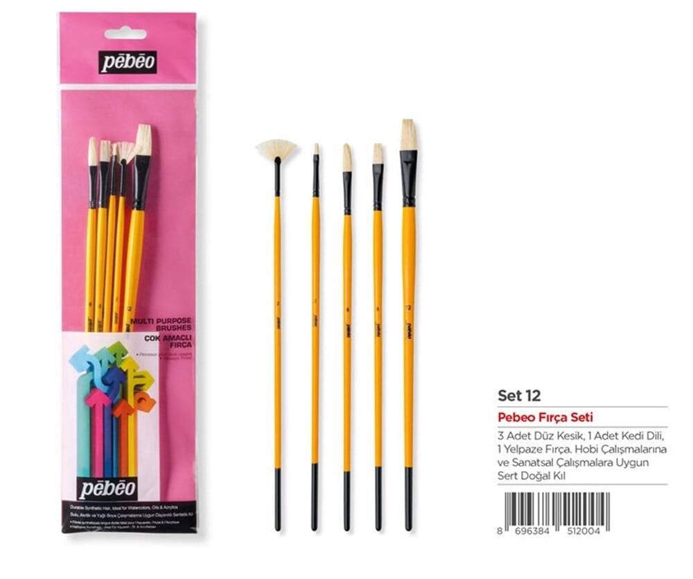 Pebeo Set-12 5-Piece Oil Paint Brush Set