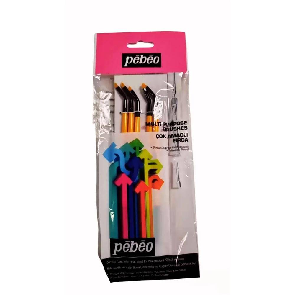 Pebeo Set-18/4 Yan Kıvrık Fırça Seti 5'li
