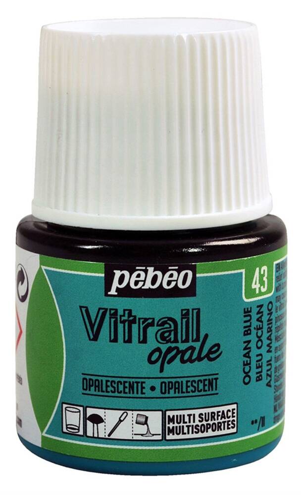 Pebeo Vitrail Glass Paint 45 ml 43 Opaque (Opaque) Ocean Blue
