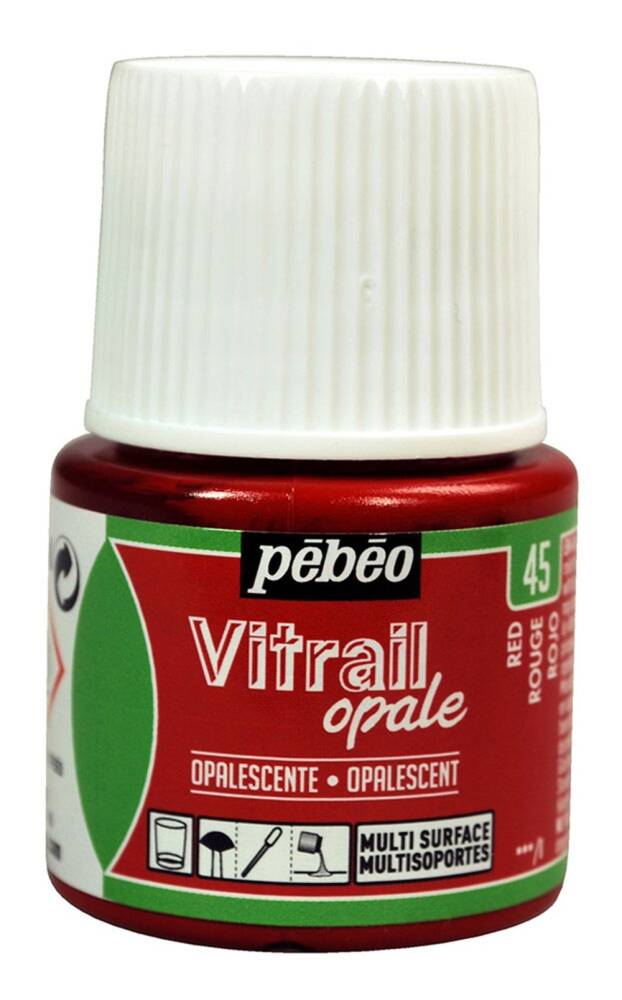 Pebeo Vitrail Glass Paint 45 ml 45 Opaque (Covering) Red