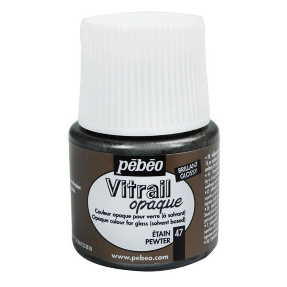 Pebeo Vitrail Glass Paint 45 ml 47 Opaque (Opaque) Pewter