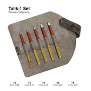 Pratikpen Calligraphy Talik Pen Set of 5 - Leather Pen Holder