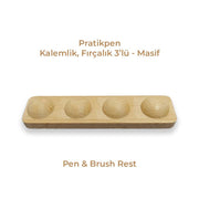 Pratikpen Kalemlik / Fırçalık Masif 3'lü