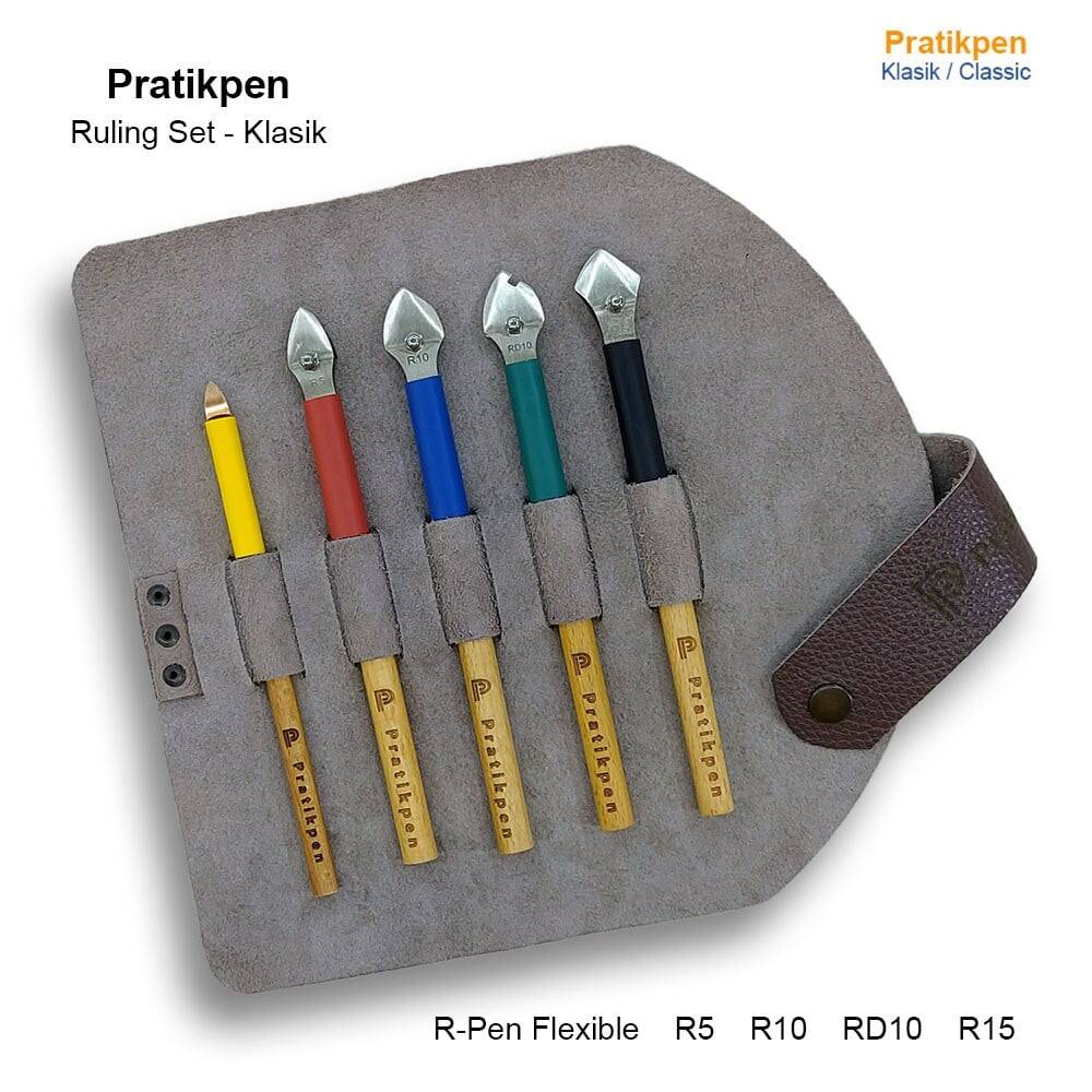 Pratikpen Ruling Set of 5 - Leather Pen Holder