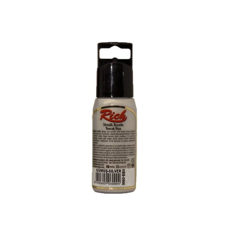 Rich Dimensional Bead Paint Metallic Silver 60 cc