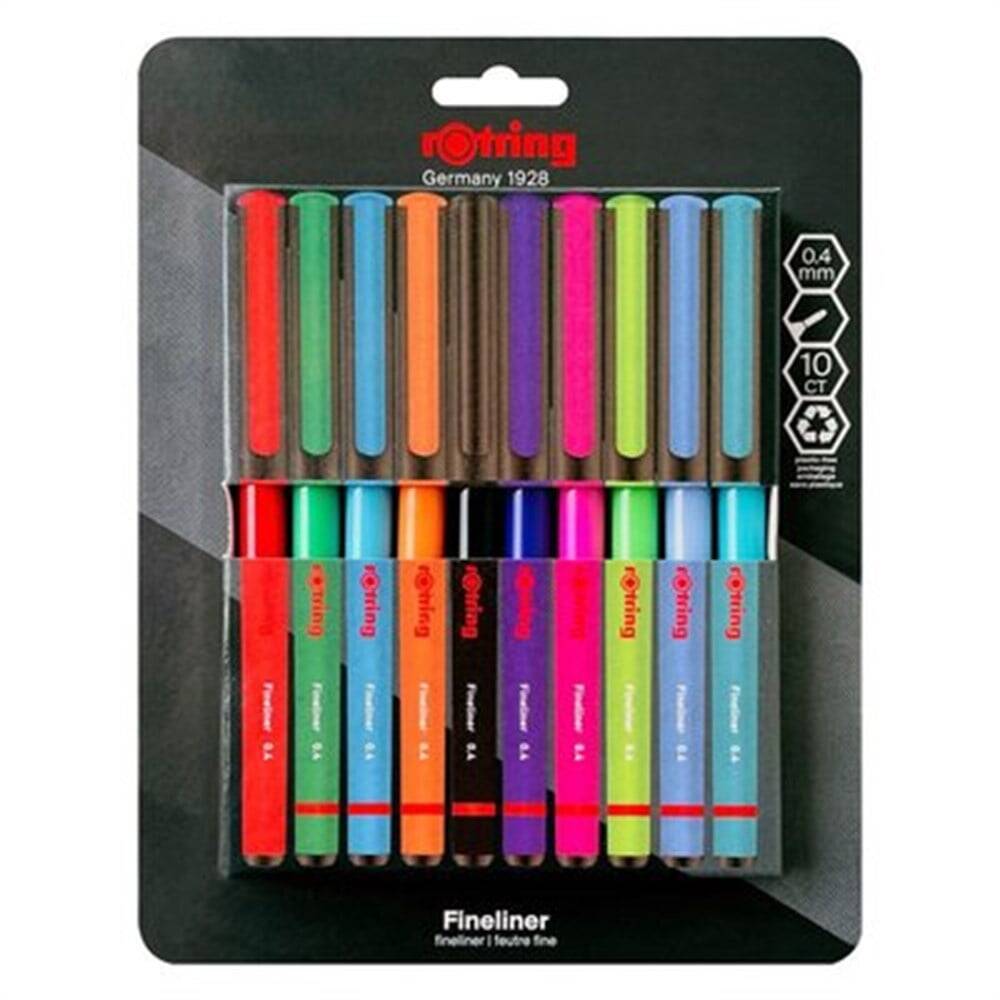 Rotring Fineliner Felt Tip Mixed 10 Pieces