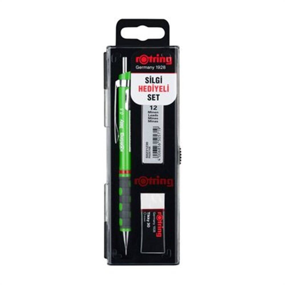 Rotring Tikky Versatil Okul Seti 0,5 mm Koyu Yeşil Silgi Hediyeli