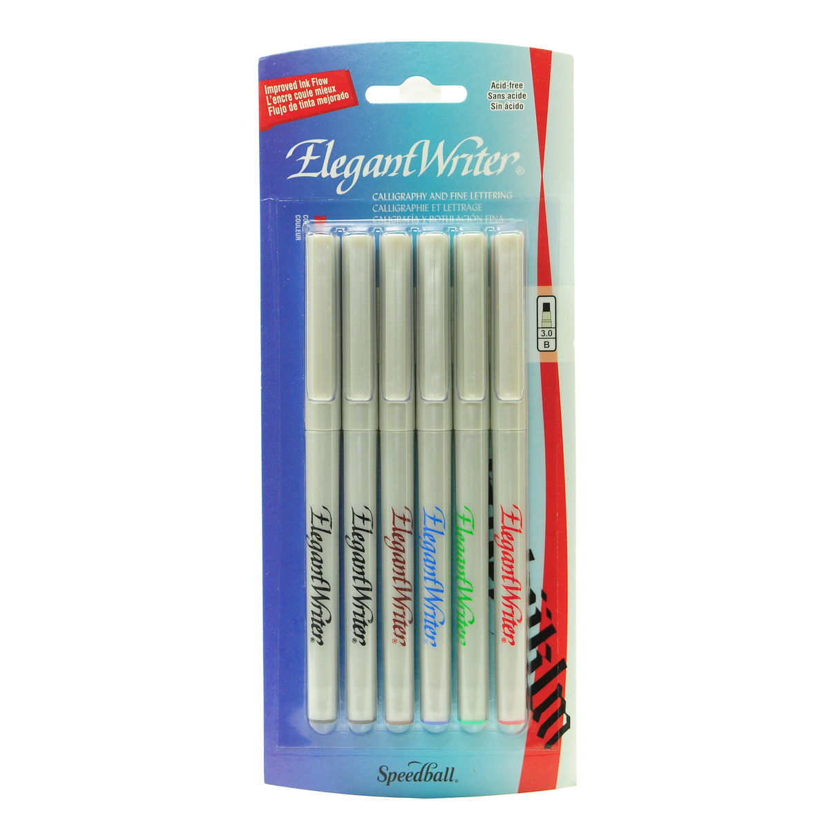 Speedball Elegant Writer Kaligrafi Kalem Seti 6'lı  3.0 mm Karışık Renkler