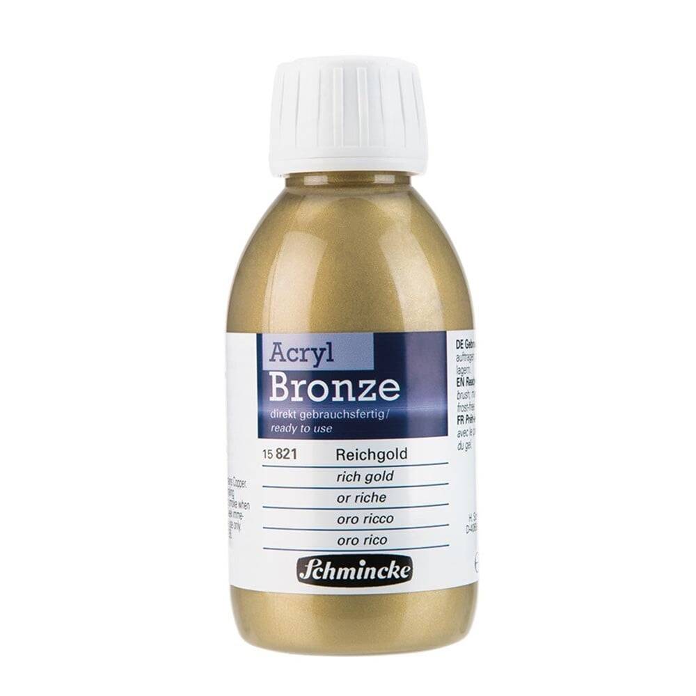 Schmincke Acrylic Bronze Metal Acrylic Paint 150 ml 821 Rich Gold