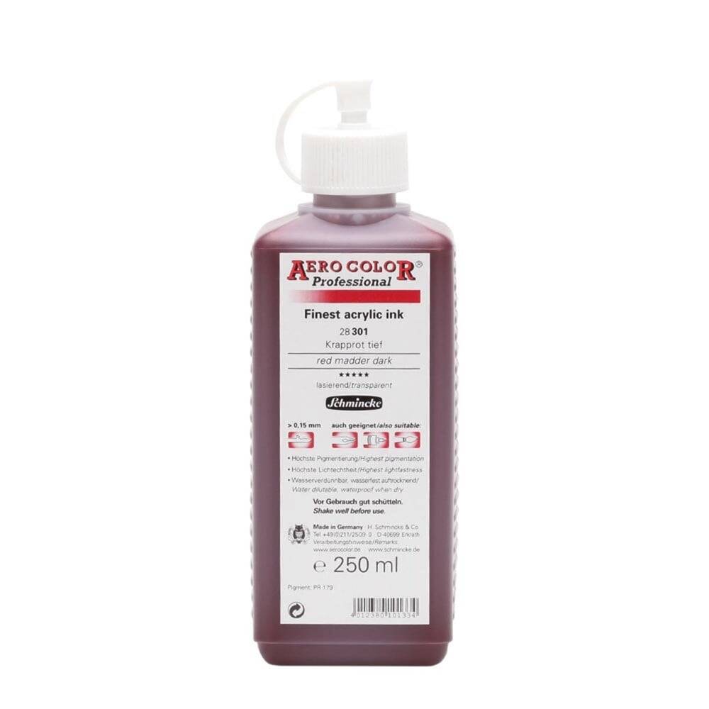 Schmincke Aero Color Akrilik Mürekkep 250 ml 301 Red Madder Dark