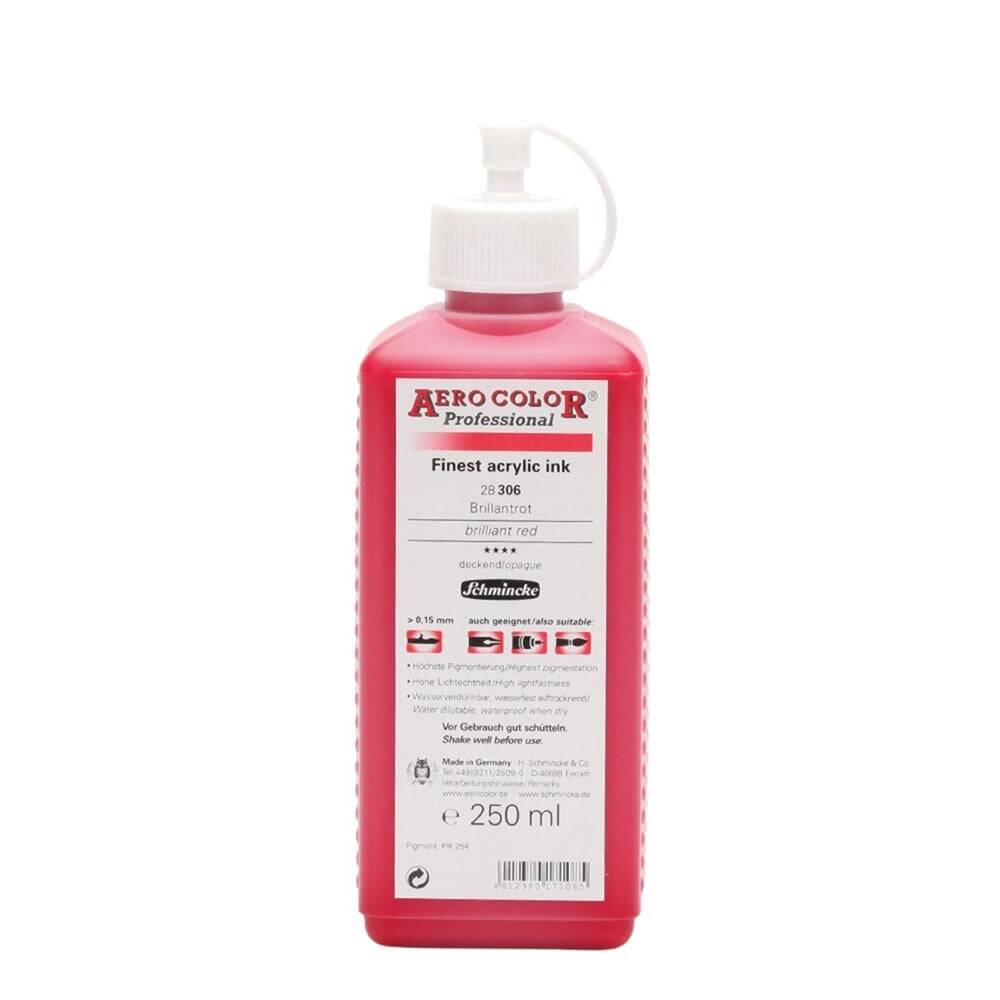 Schmincke Aero Color Akrilik Mürekkep 250 ml 306 Brillant Red