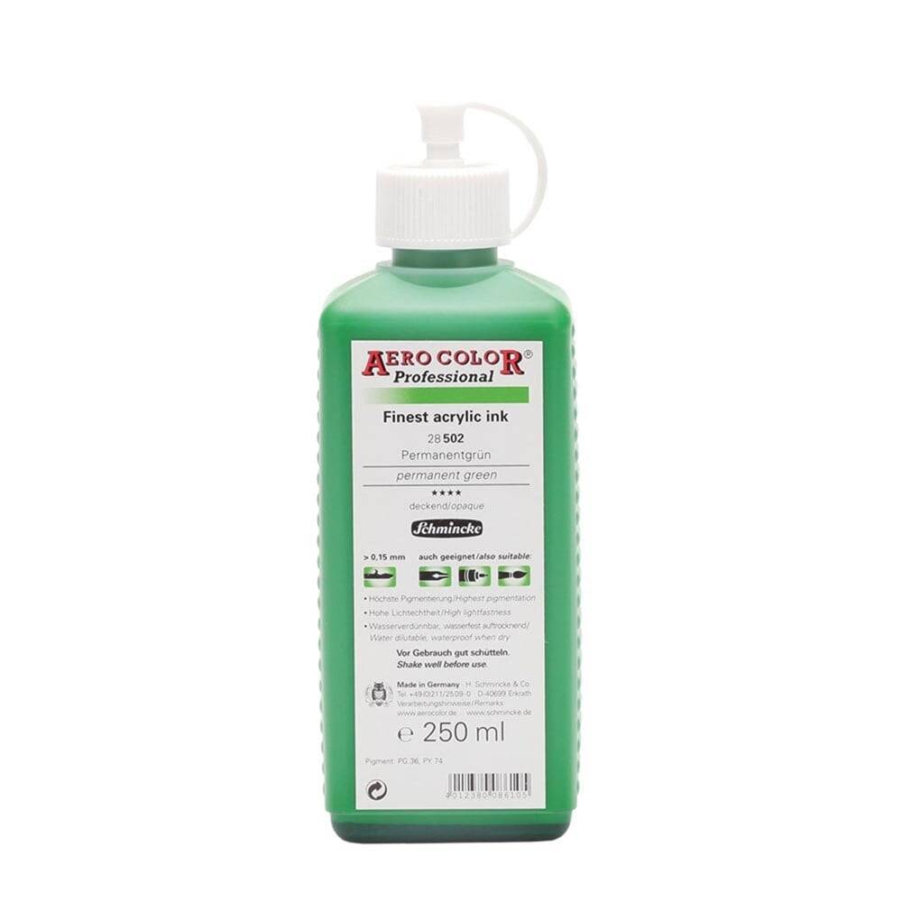 Schmincke Aero Color Akrilik Mürekkep 250 ml 502 Permanent Green