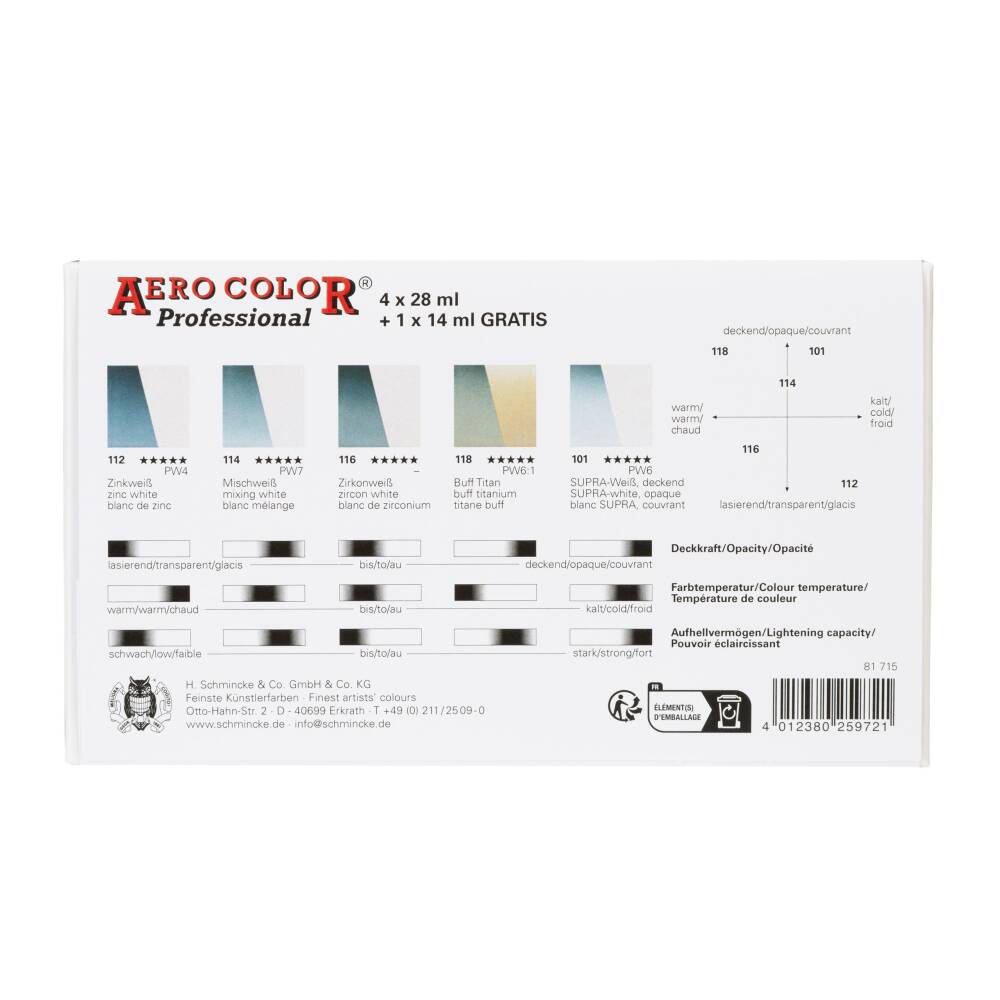Schmincke Aero Color Acrylic Ink Set Gratis 4x28 ml + 1x14 ml