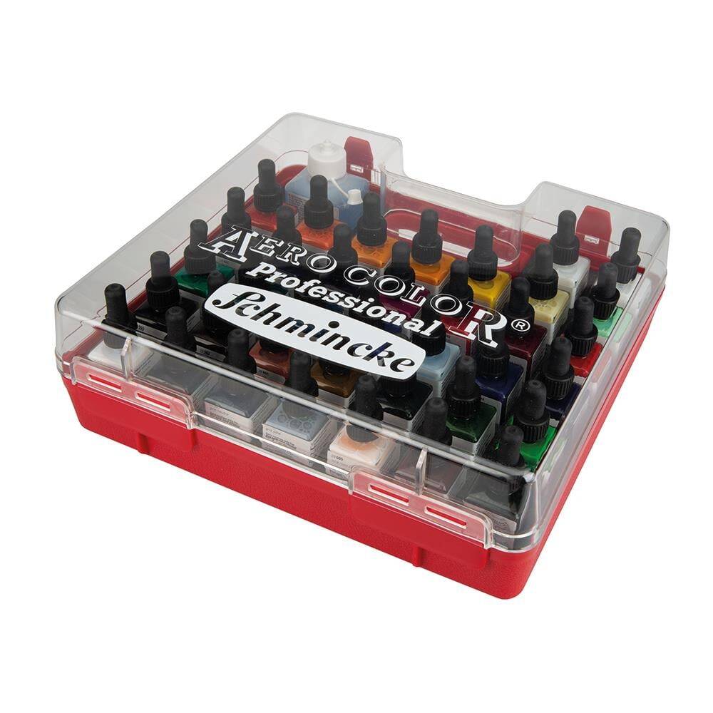 Schmincke Aerocolor Professional Plastik Kutu Boya Seti 37x28 ml + Aeroclean Temizleyici 81136