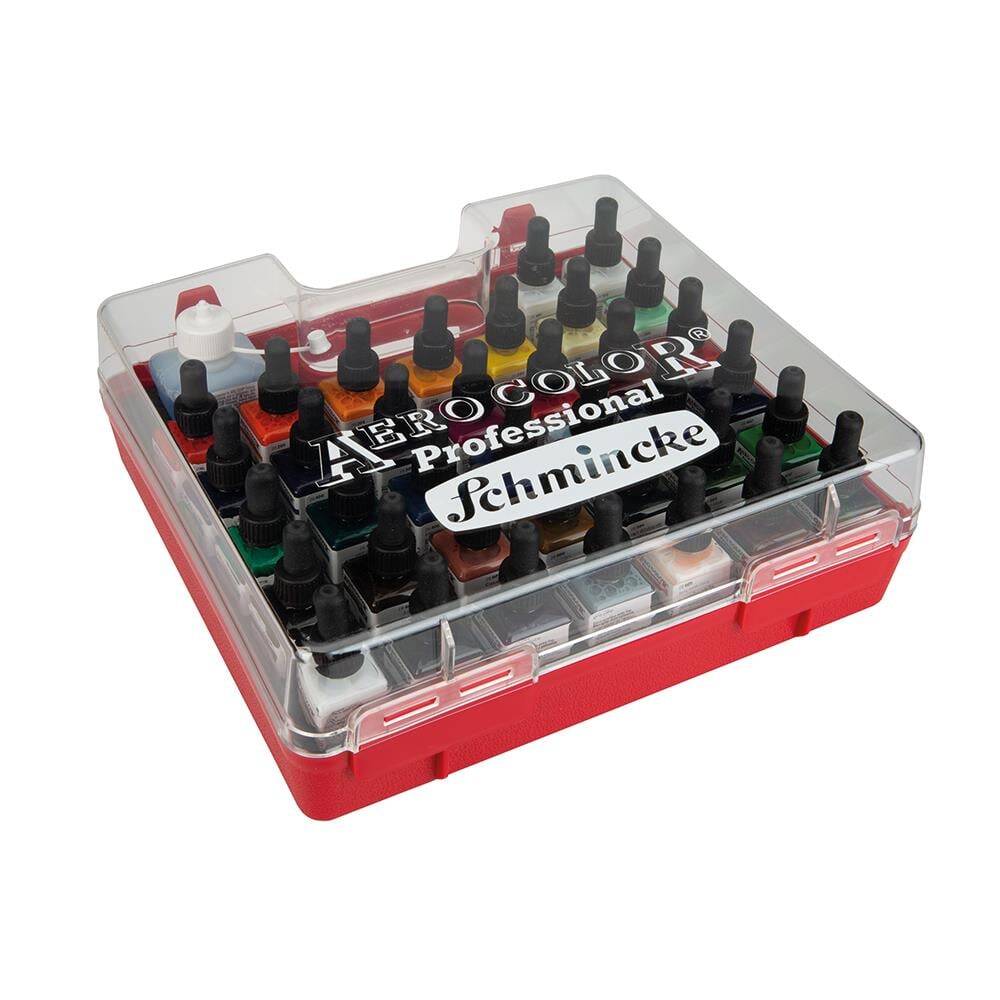 Schmincke Aerocolor Professional Plastik Kutu Boya Seti 37x28 ml + Aeroclean Temizleyici 81136