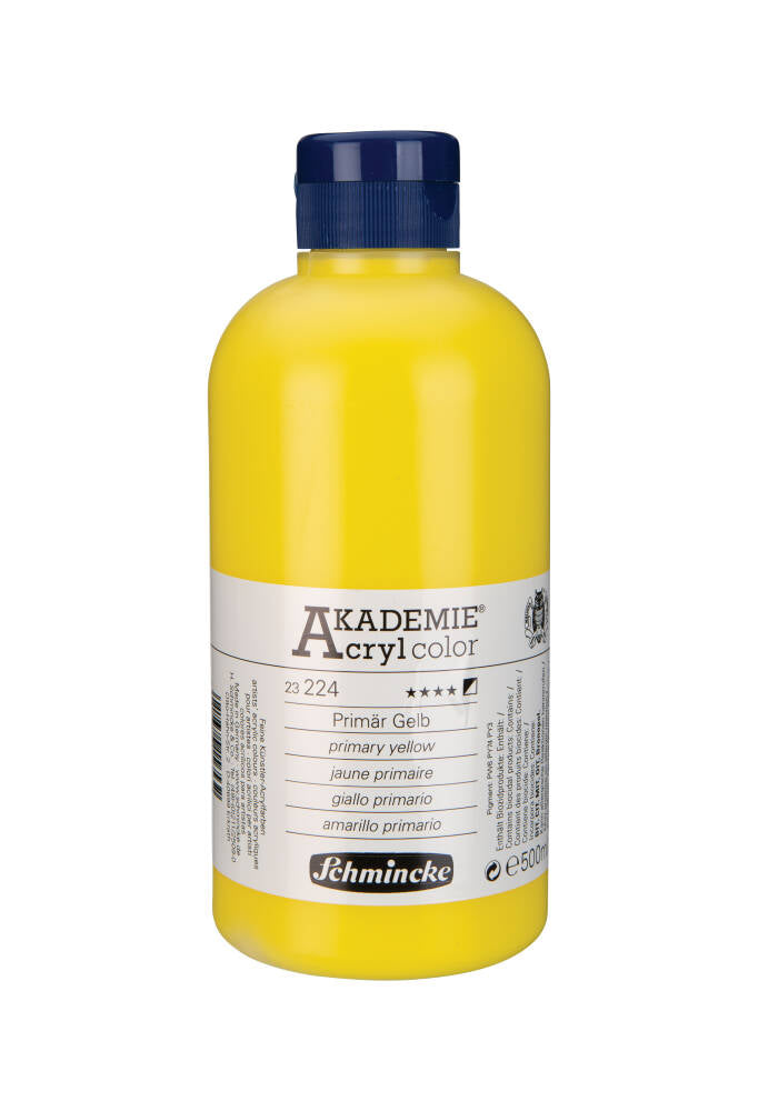Schmincke Akademie Acrylic Paint 500 ml 224 Primary Yellow