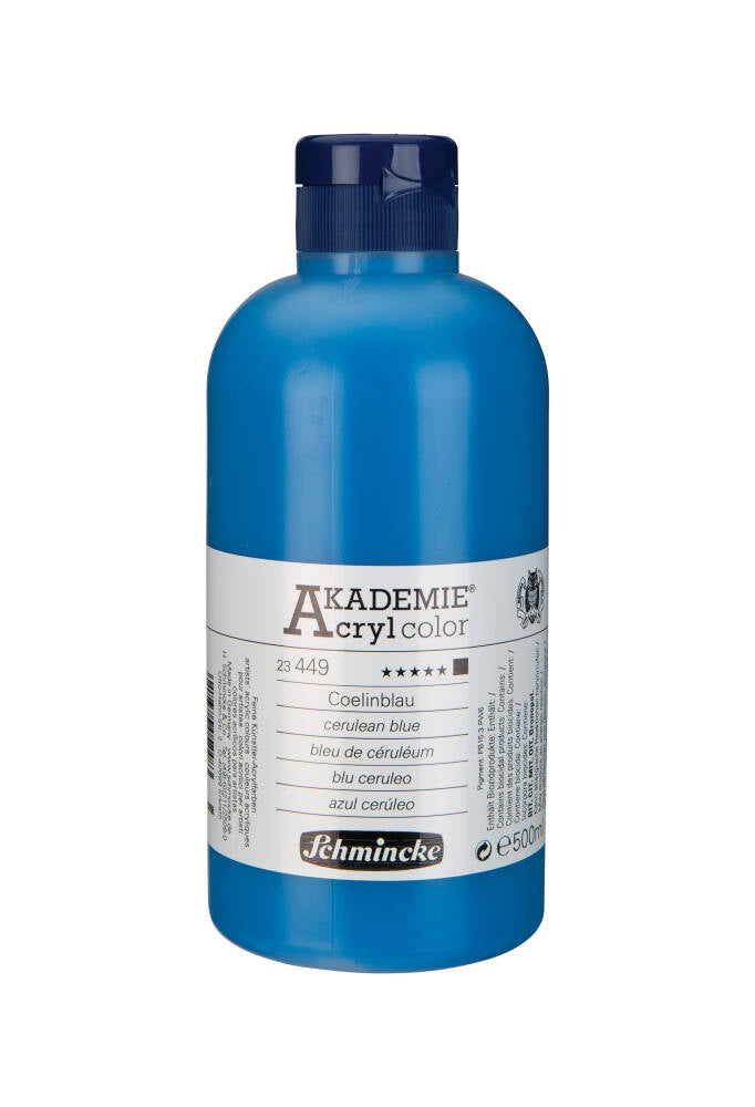 Schmincke Akademie Acrylic Paint 500 ml 449 Cerulean Blue