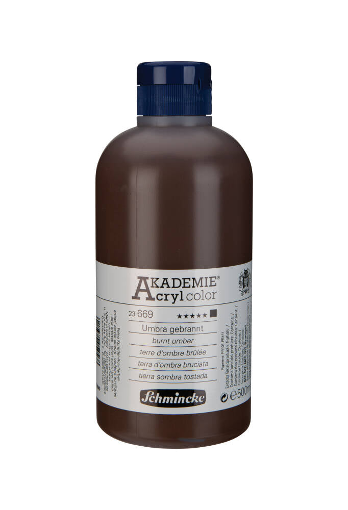 Schmincke Akademie Acrylic Paint 500 ml 669 Burnt Umber
