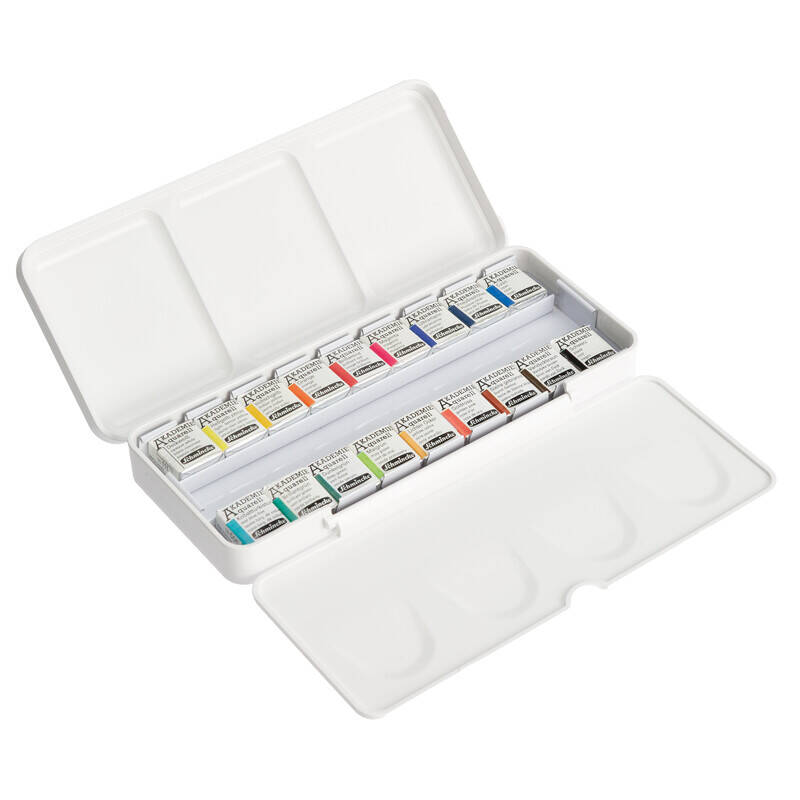 Schmincke Akademie Aquarell Plastik Kutu Sulu Boya Seti 18 x Yarım Tablet 75791