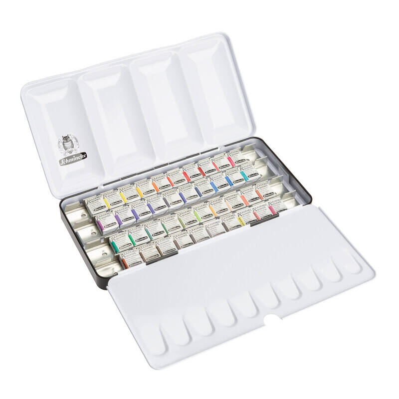 Schmincke Akademie Aquarell Plastik Kutu Sulu Boya Seti 40 x Yarım Tablet 75140