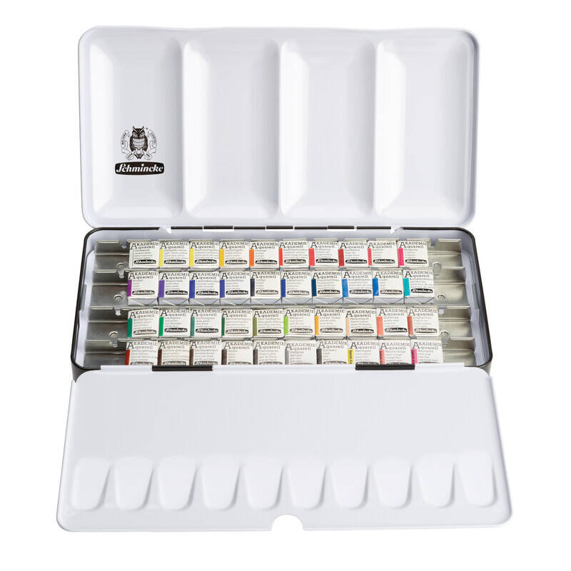 Schmincke Akademie Aquarell Plastik Kutu Sulu Boya Seti 40 x Yarım Tablet 75140