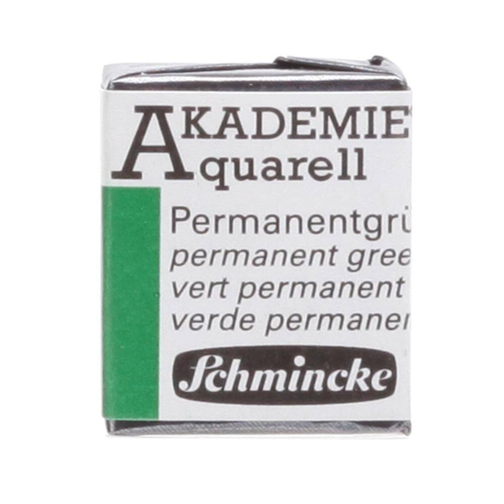 Schmincke Akademie Aquarell Half Pan Watercolor 553 Permanent Green