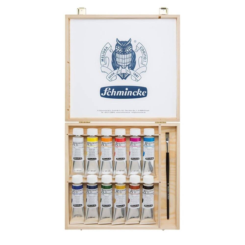 Schmincke Akademie Wooden Box Oil Paint Set 12 X 60 ml 79112