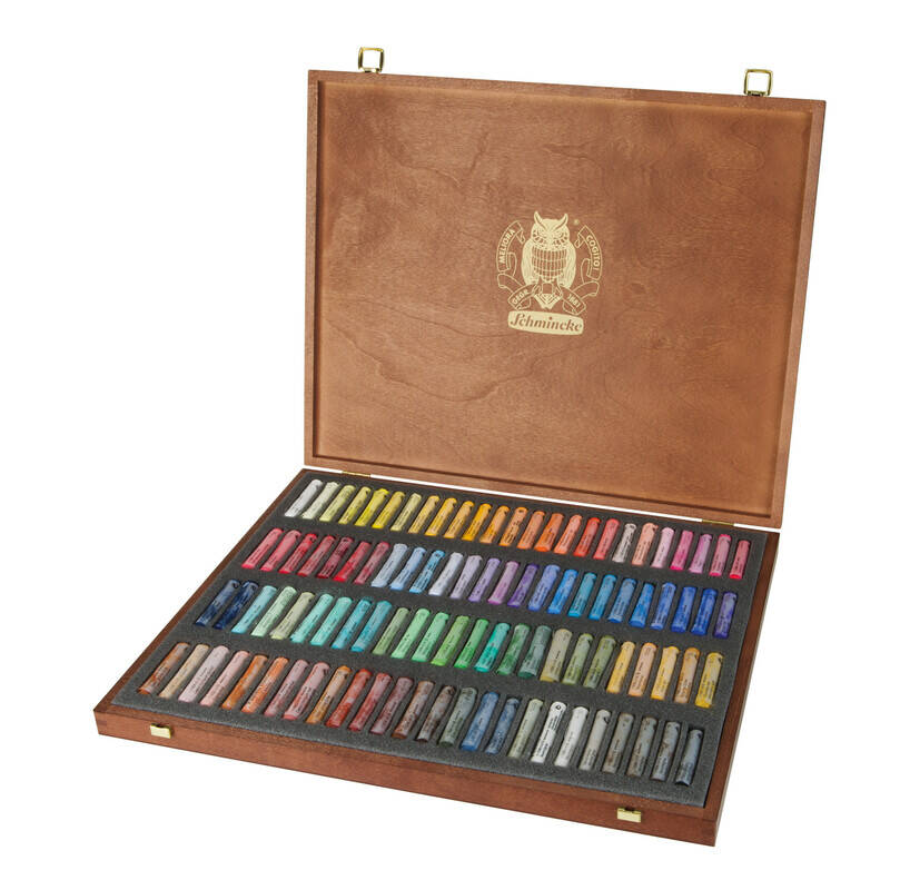 Schmincke Artist Soft Pastel Set in Wooden Box, 100 General Purpose Colors 77100