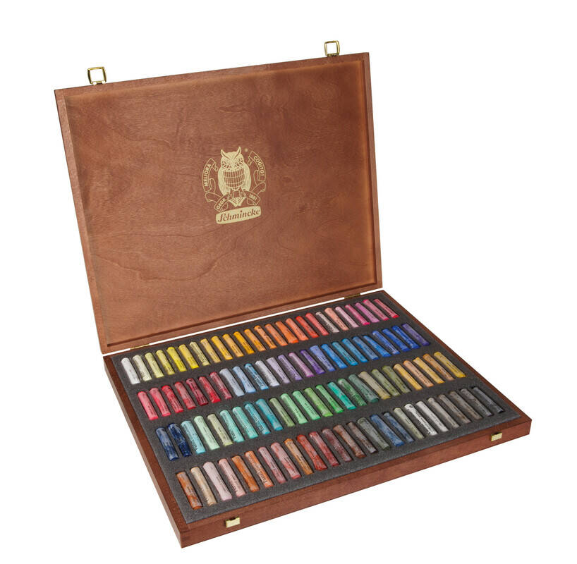Schmincke Artist Soft Pastel Set in Wooden Box, 100 General Purpose Colors 77100