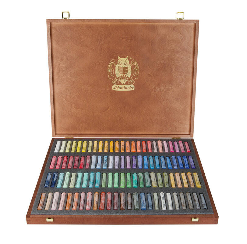 Schmincke Artist Soft Pastel Set in Wooden Box, 100 General Purpose Colors 77100