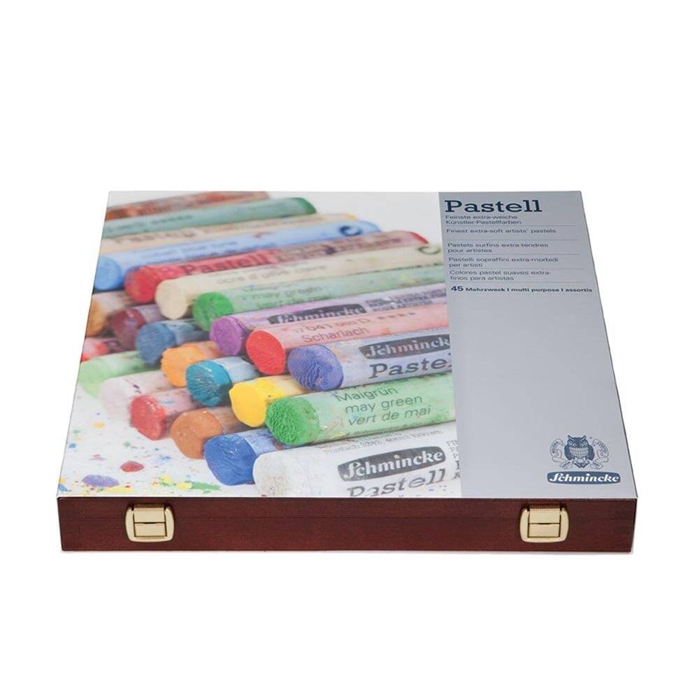 Schmincke Artist Soft Pastel Set in Wooden Box, 45 General Purpose Colors 77245