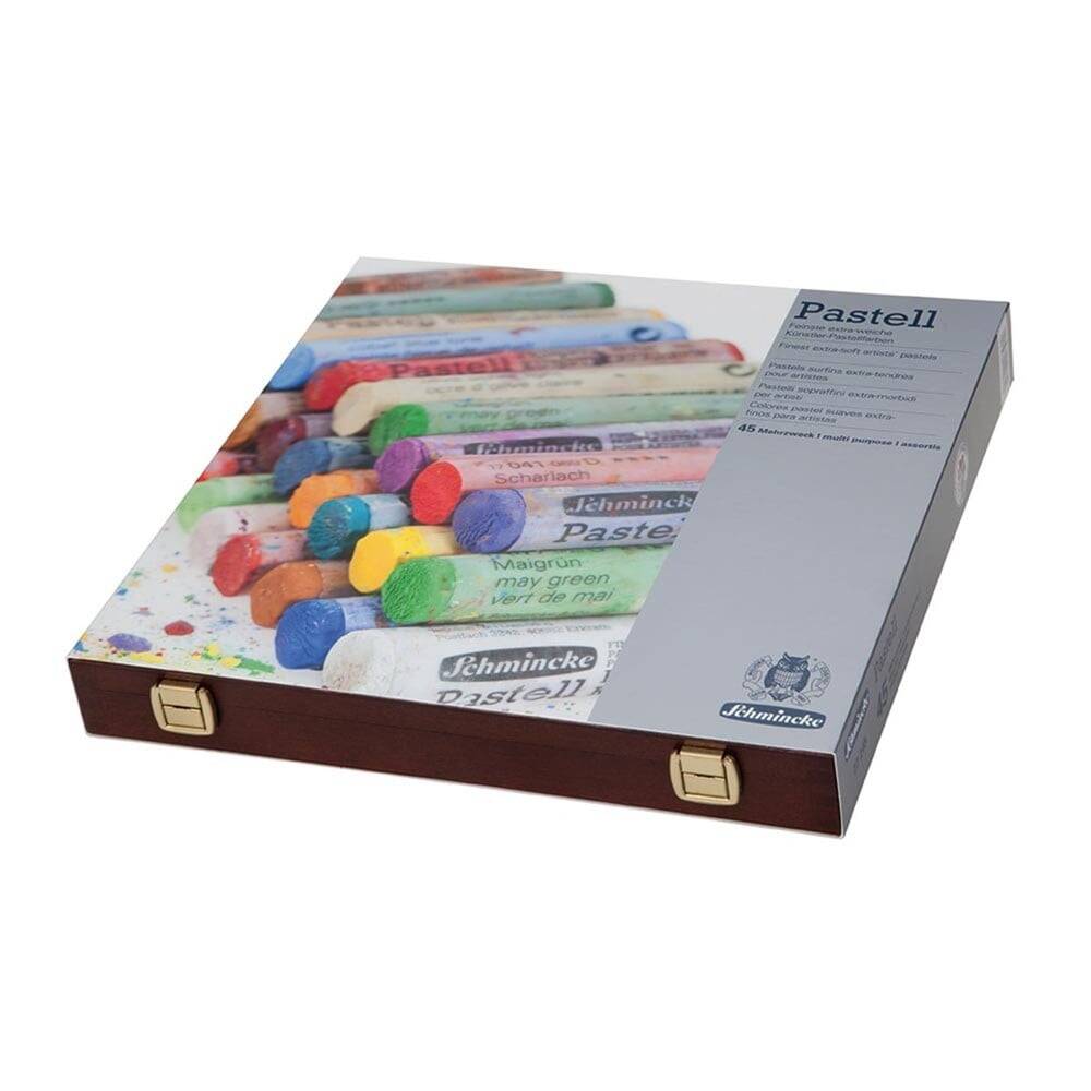 Schmincke Artist Soft Pastel Set in Wooden Box, 45 General Purpose Colors 77245