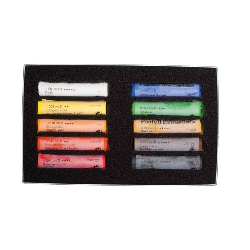 Schmincke Artist Soft Pastel Cardboard Box Pastel Set, 10 General Purpose Colors 77210