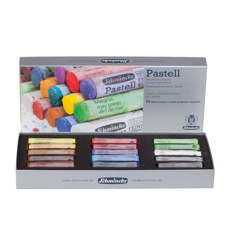 Schmincke Artist Soft Pastel Cardboard Box Pastel Set, 15 General Purpose Colors 77215
