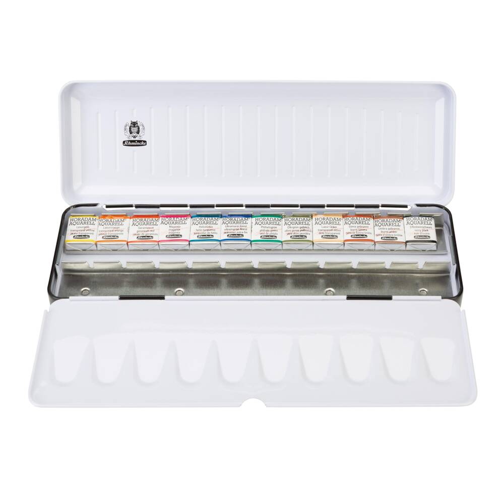 Schmincke Horadam Aquarell Artist Sulu Boya Seti 12 x Yarım Tablet Metal Kutu