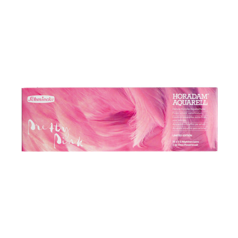 Schmincke Horadam Aquarell Artist Suluboya Seti 15 x Yarım Tablet Özel Renk Pretty Pink Da Vinci Fırça Hediyeli
