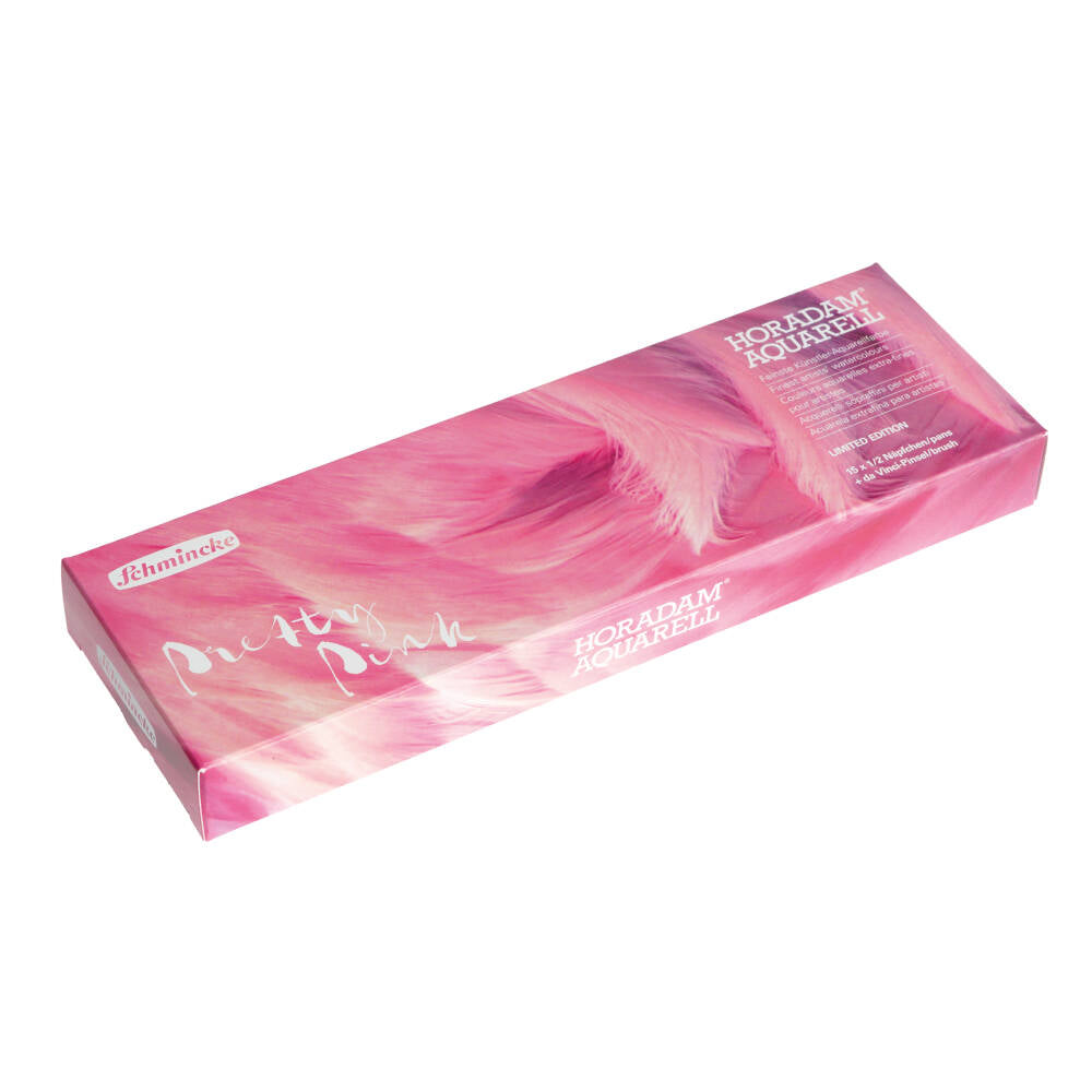 Schmincke Horadam Aquarell Artist Suluboya Seti 15 x Yarım Tablet Özel Renk Pretty Pink Da Vinci Fırça Hediyeli