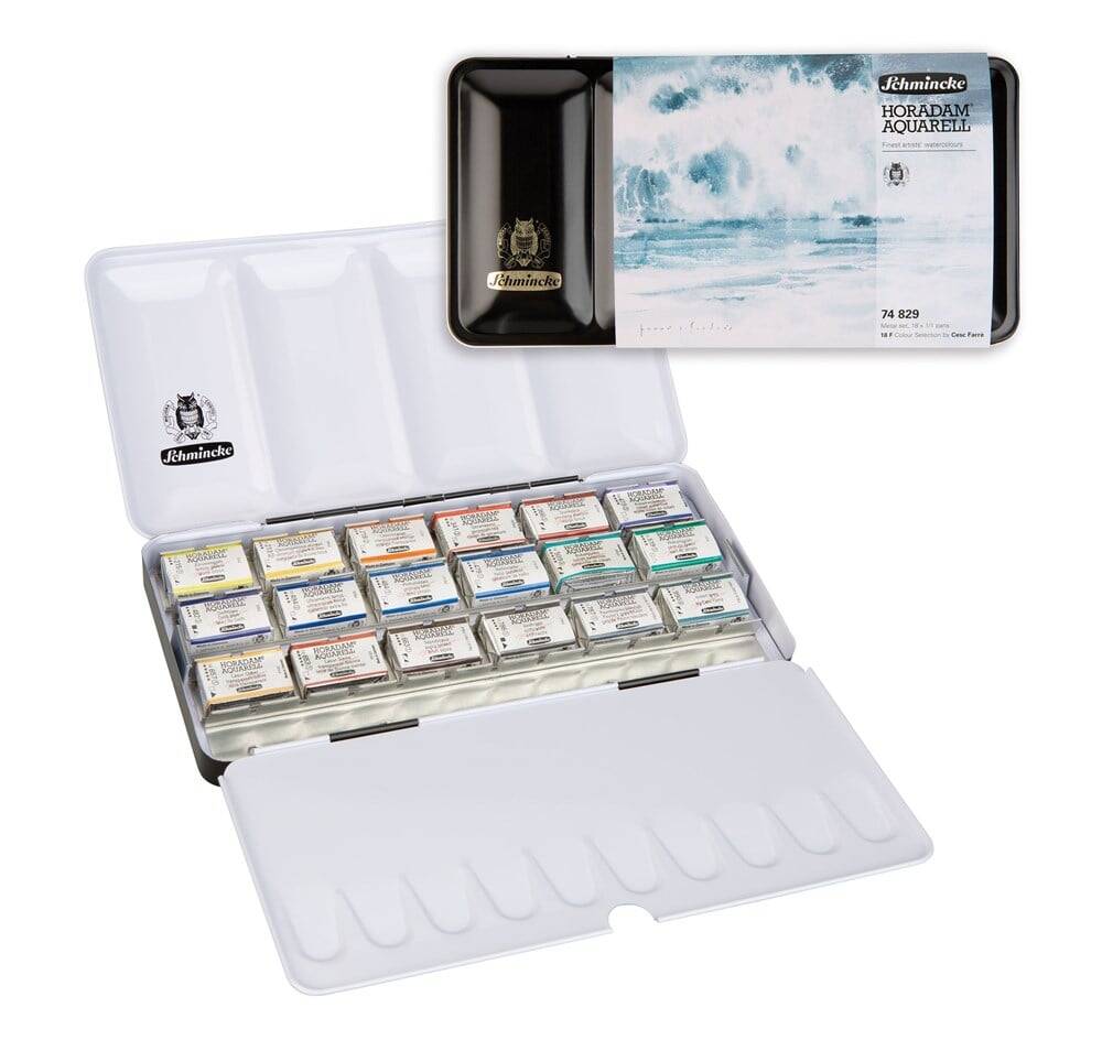 Schmincke Horadam Aquarell Metal Kutu Artist Sulu Boya Seti 18 X Tam Tablet 74829
