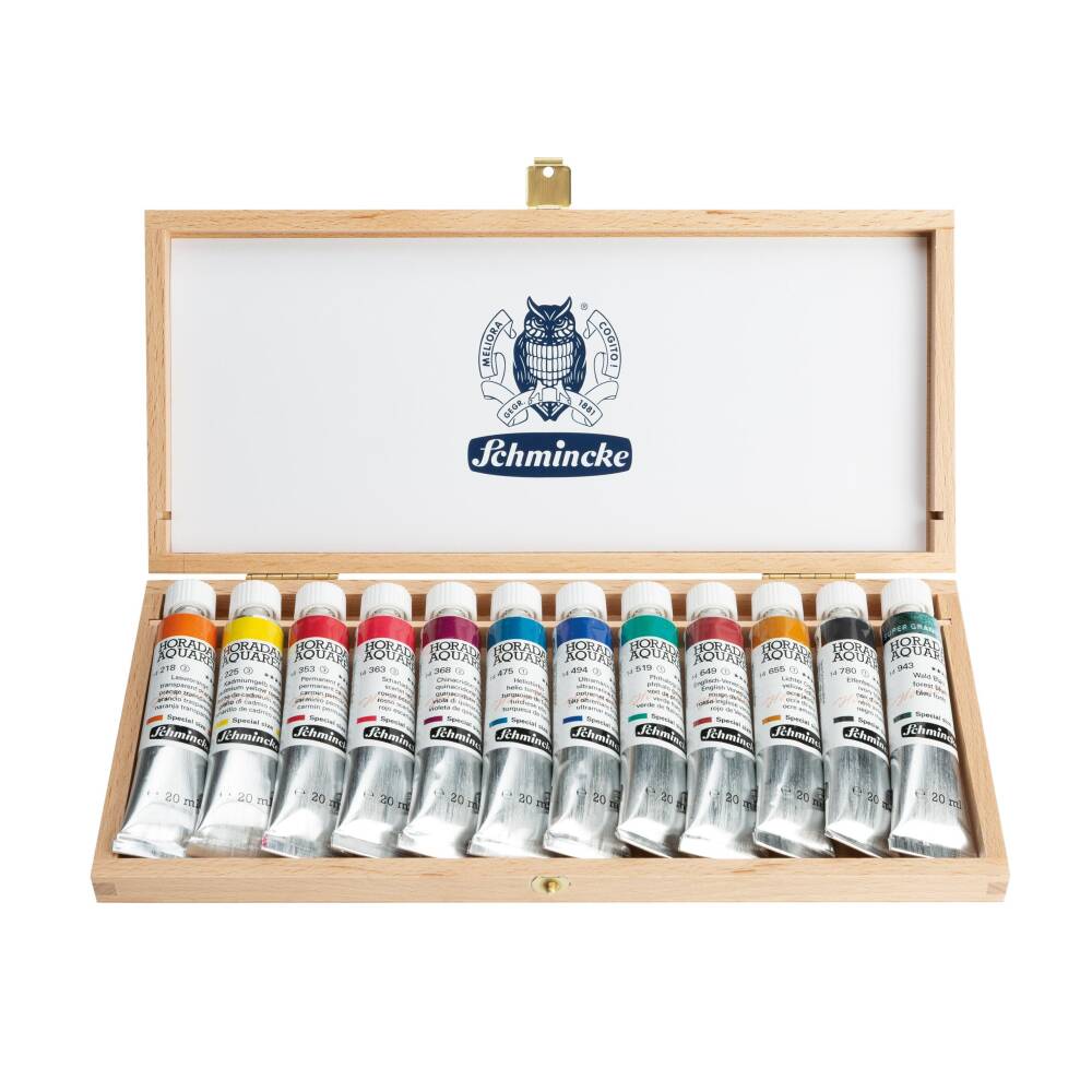 Schmincke Horadam Aquarell Özel üretim Ahşap Kutu Artist Sulu Boya Seti 12x20 ml 74658
