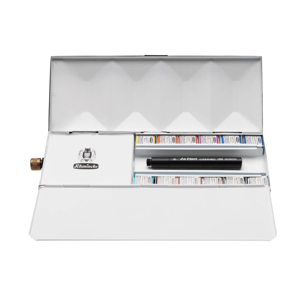 Schmincke Horadam Aquarell Özel Üretim Su Hazneli Metal Kutu Artist Sulu Boya Seti 12 X Yarım Tablet 74659
