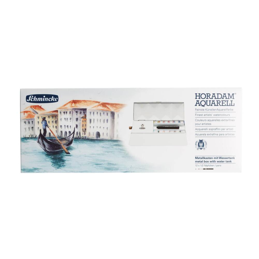 Schmincke Horadam Aquarell Special Production Water Tank Metal Box Artist Watercolor Set 12 X Half Pan 74659