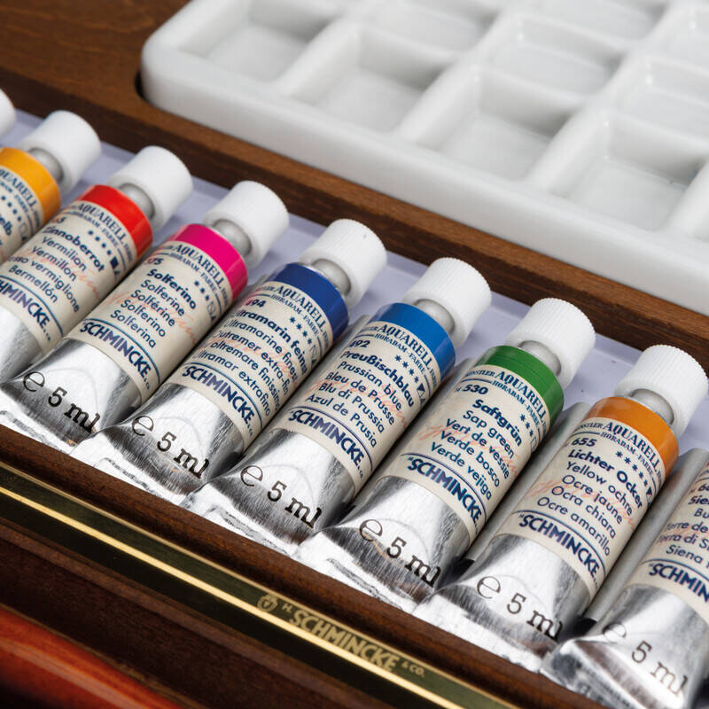 Schmincke Horadam Aquarell Retro Renkler Ahşap Kutu Artist Sulu Boya Seti 12 x 5 ml Tüp