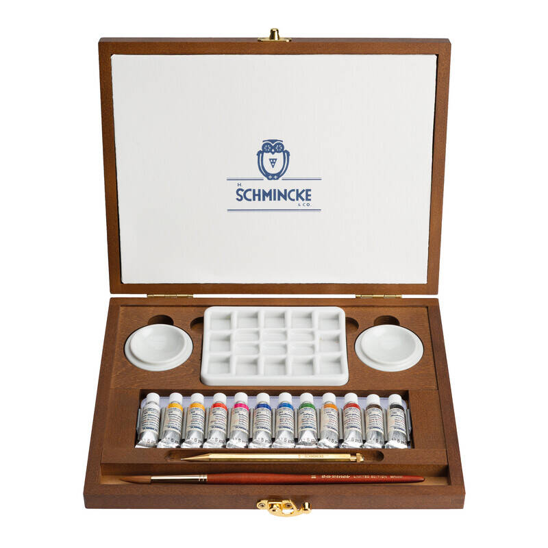 Schmincke Horadam Aquarell Retro Renkler Ahşap Kutu Artist Sulu Boya Seti 12 x 5 ml Tüp