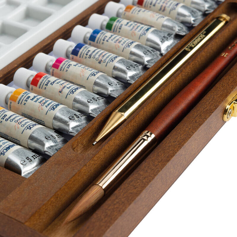 Schmincke Horadam Aquarell Retro Renkler Ahşap Kutu Artist Sulu Boya Seti 12 x 5 ml Tüp